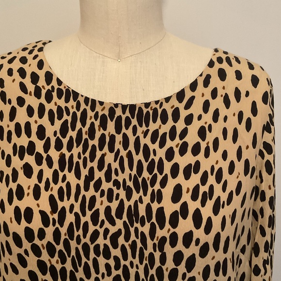 J Crew Tan and Black Animal Print Knee Length Shift with slash pockets. - Picture 4 of 11